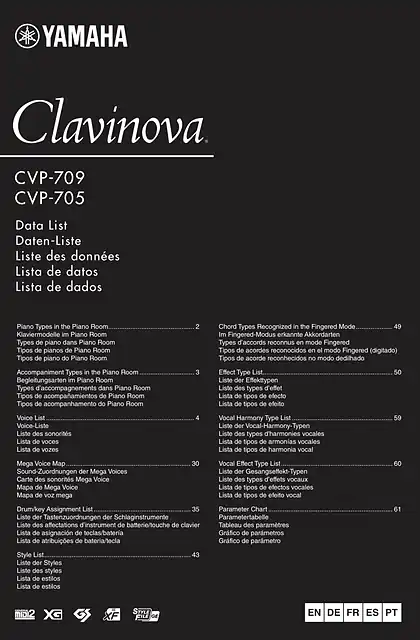 yamaha雅马哈CVP-709_705 Data List